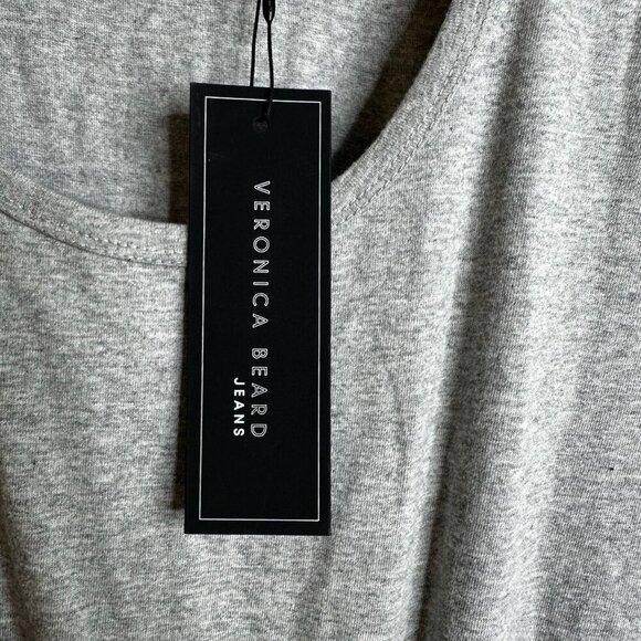 NWT Veronica Beard Jeans Pima Ruched W/ Flounce Dress Womens Grey Sz L - Picture 8 of 14